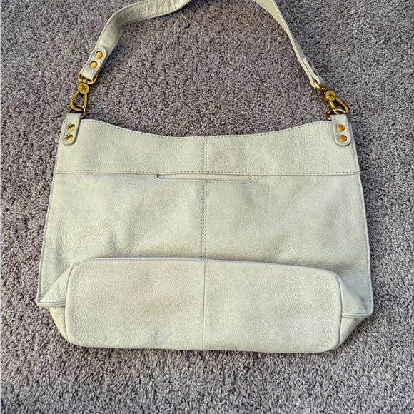 HOBO pier slouchy pebbled leather Off-White Shoulder Bag with Gold Hardware - Picture 7 of 14